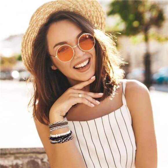 Boho hair ties set neutral elastic ponytail holders no damage thick thin hair - Picture 3 of 8